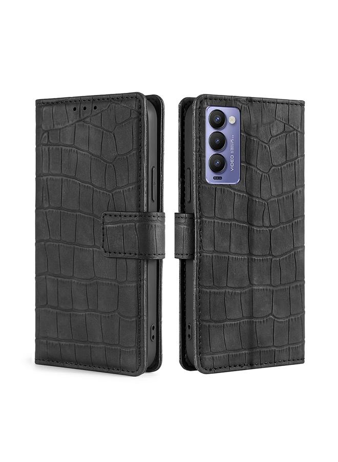 إيروريكس جراب لهاتف Tecno Camon 18 / 18P مصنوع من الجلد بمشبك مغناطيسي من جلد التمساح - Image 1