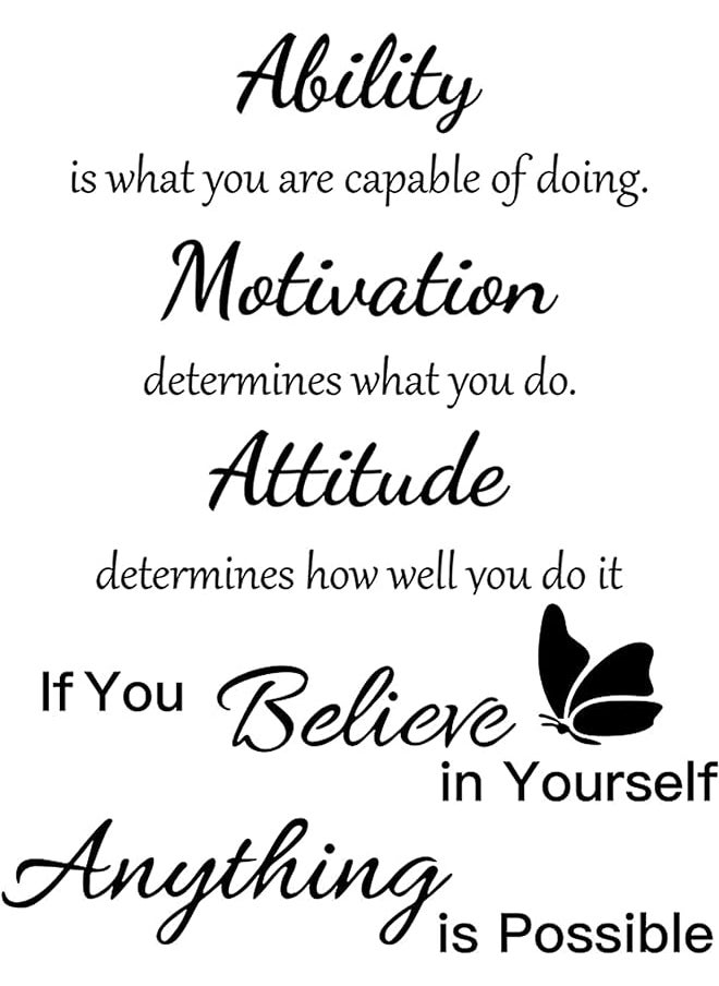 KASTWAVE Stickers 2 Sheets Wall Quotes Stickers Ability Motivation Attitude Inspirational Home Decals Decor For Office School Classroom Teen Dorm Room  - Image 1