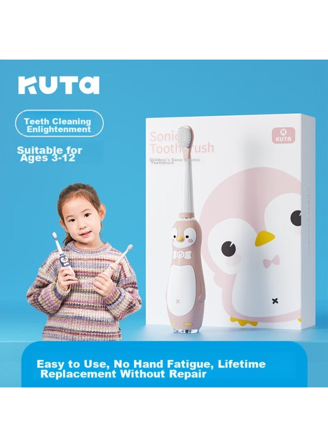 Kuta Children's Electric Toothbrush, Soft Bristles For Gum Protection, Sonic Vibration, Waterproof Timer, 3 Modes, K2 Camellia Pink, Ages 3-12 - Image 1