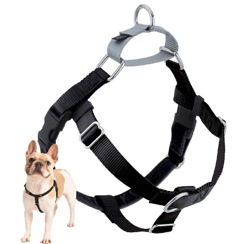 2 Hounds Design Freedom No Pull Dog Harness Adjustable Harness Easy Walking Comfortable Control Fits Small Medium Large Dogs Solid Colors Made in USA 58 SM Black