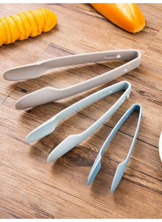 FALMER 3pcs Multi-Purpose Plastic Kitchen Tongs for Salad Buffet and Bread Serving, Food Safe (Blue-Light-Blue-Grey)  - Image 2