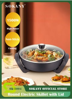 sokany Multifunction Electric Frying Pan, Electric Skillet with Healthy Safe Cookware Aluminium Easy Clean, 1500w, Non Stick, Sk-2004 (Black)  - Image 1