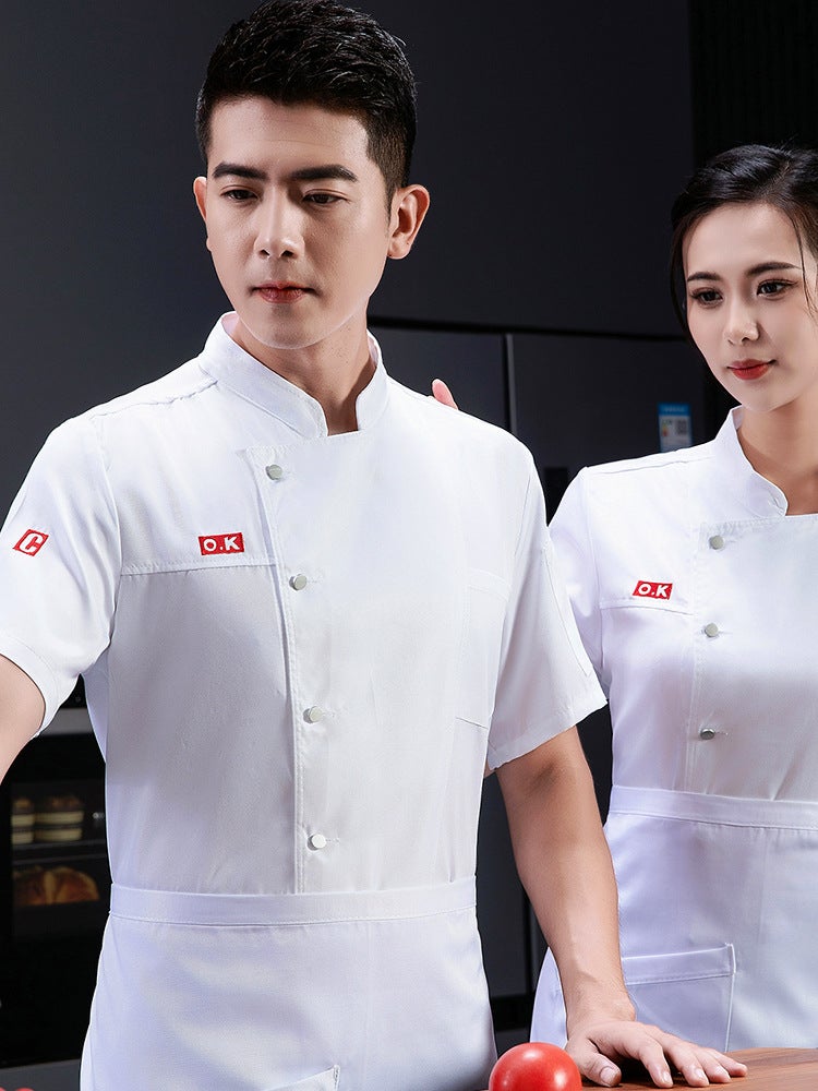 New Style Chef Uniform Short-Sleeved Kitchen Chinese And Western Food High-End El Cafeteria Custom Large Size Baking Chef Work Clothes For Women - Image 2