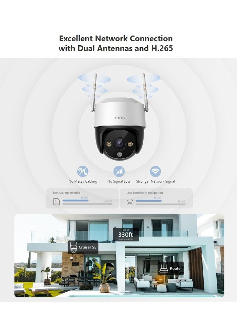 ايمو كروزر كاميرا أمان خارجية بدقة 4 ميجا بكسل قابلة للإمالة بتقنية WiFi مع تتبع تلقائي ذكي ، تغطية 360 درجة ، رؤية ذكية للألوان ، ميكروفون مدمج مع Alexa  أبيض من أيمو  - Image 4