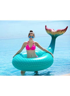 Jasonwell Giant Inflatable Mermaid Tail Pool Float With Fast Valves Summer Beach Swimming Pool Party Lounge Raft Decorations Toys For Adults Kids (Green)  - Image 1