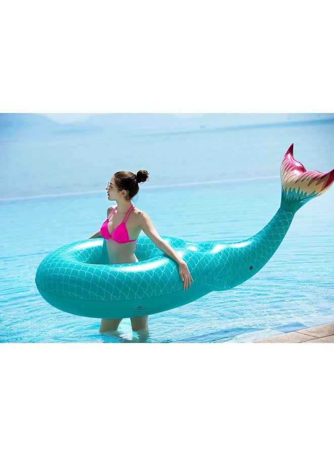 Jasonwell Giant Inflatable Mermaid Tail Pool Float With Fast Valves Summer Beach Swimming Pool Party Lounge Raft Decorations Toys For Adults Kids (Green) - Image 2