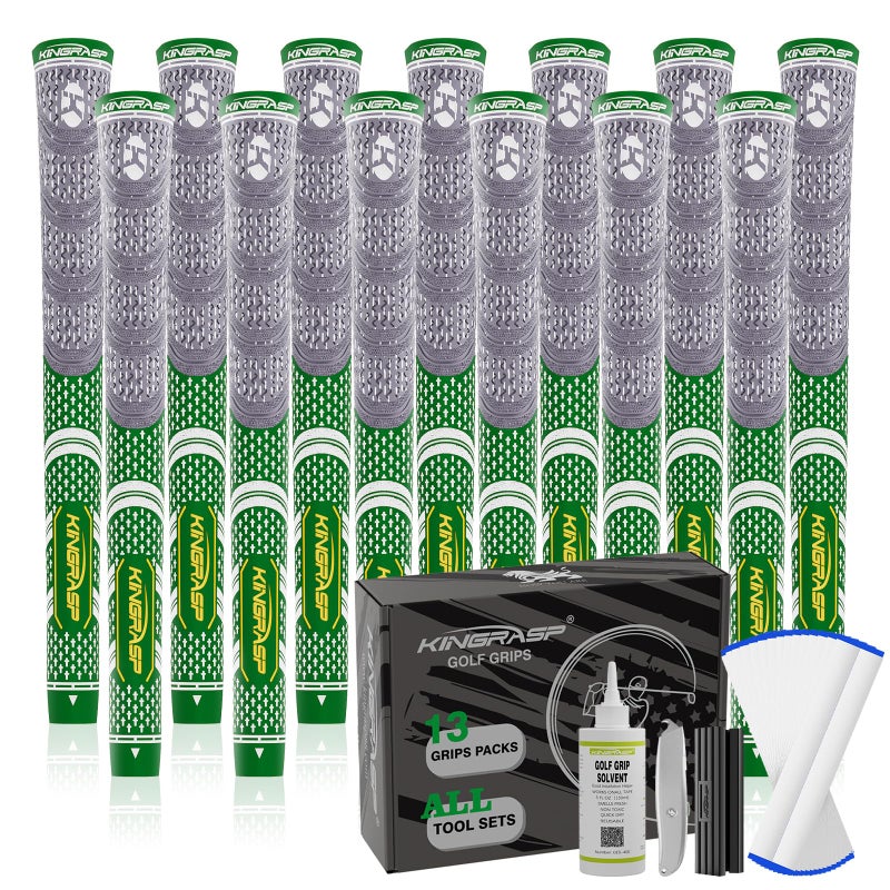 KINGRASP Premium Rubber Golf Grips 13 Pack, Anti-Slipï¼ŒSuper Stability,Cord Rubber, Golf Club Grips,Standard/Mid Size/Oversize, 13 Grips with All Kits - Image 1