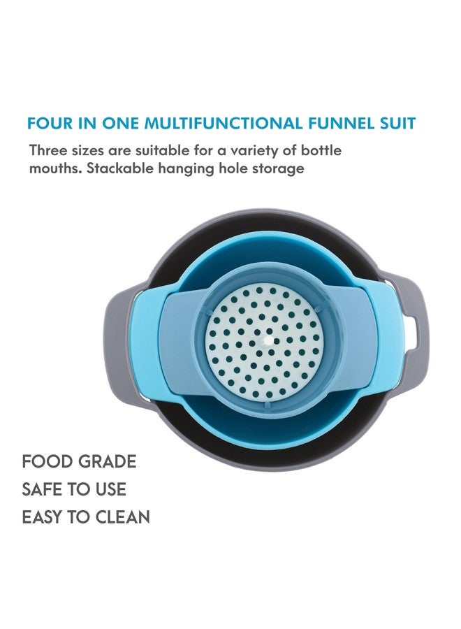 Clazkit مجموعة قمع المطبخ Clazkit® المكونة من 3 قطع - قمع متداخل مع مقبض، فم واسع من البلاستيك الغذائي، مصفاة قابلة للفصل للسوائل والمكونات الجافة والمساحيق - Image 4