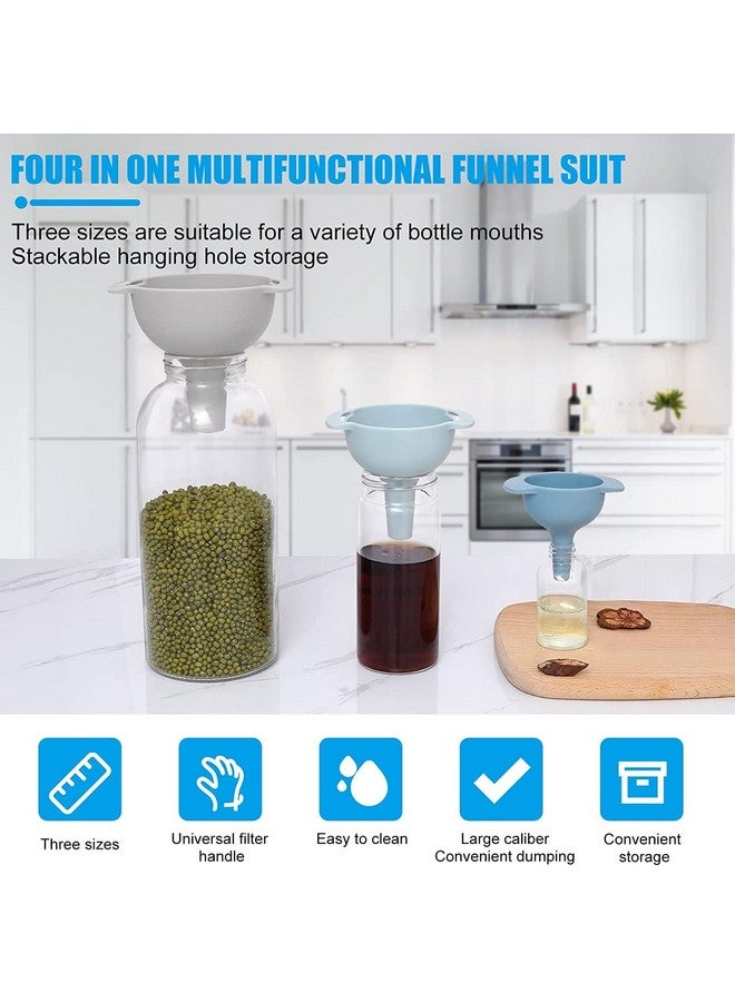 Clazkit مجموعة قمع المطبخ Clazkit® المكونة من 3 قطع - قمع متداخل مع مقبض، فم واسع من البلاستيك الغذائي، مصفاة قابلة للفصل للسوائل والمكونات الجافة والمساحيق - Image 5