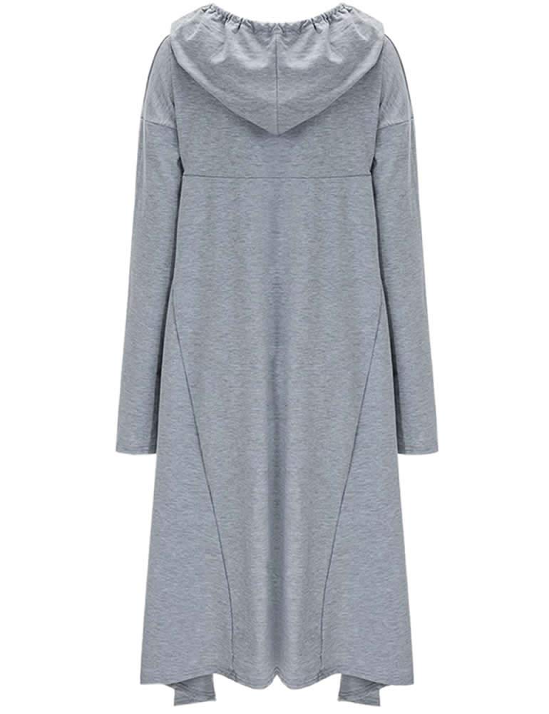 Rfecccy Faith Print Long Sleeve Loose Casual Pullovers Irregular Hem Long Hoodies for Women Grey - Image 3