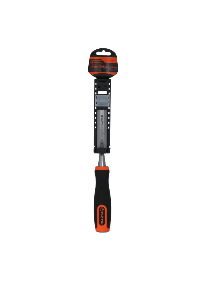 Tactix Chrome Vanadium Blade Long Wood Chisel with Non-Slip Handle Multicolour 19mm 225021  - Image 1