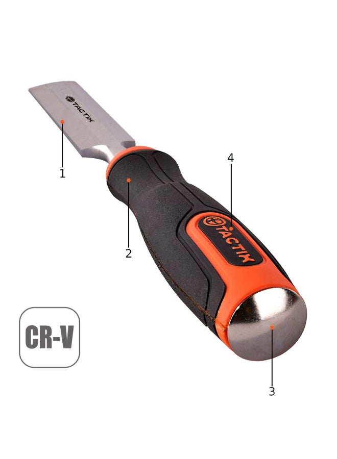 Tactix Chrome Vanadium Blade Long Wood Chisel with Non-Slip Handle Multicolour 19mm 225021  - Image 3
