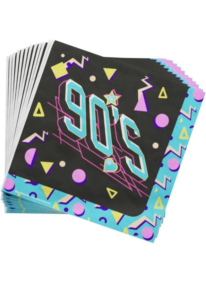Blue Orchards - 90S Party Plates And Napkins (52 Pieces For 16 Guests) - 90S Party Supplies, 90S Plates And Napkins, 90S Theme Decorations, 90S Bachelorette Party Decorations, Neon Party - Image 1