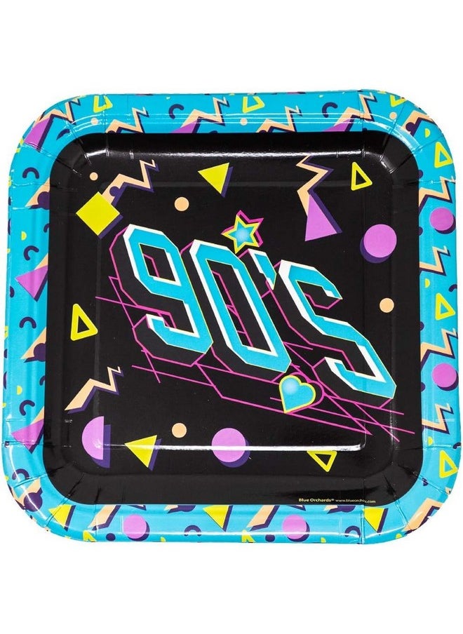 Blue Orchards - 90S Party Plates And Napkins (52 Pieces For 16 Guests) - 90S Party Supplies, 90S Plates And Napkins, 90S Theme Decorations, 90S Bachelorette Party Decorations, Neon Party - Image 1