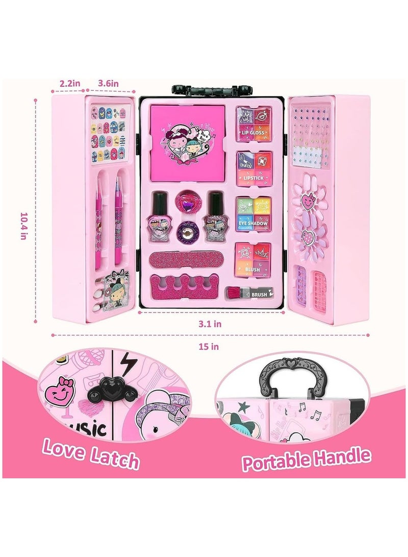 لعبة مكياج للأطفال للفتيات ، مجموعة ماكياج قابل للغسل آمنة ، مجموعة ماكياج مع مقابض للعب الحياة ، هدية عيد ميلاد الأميرة للفتيات 3-12 سنة - Image 2
