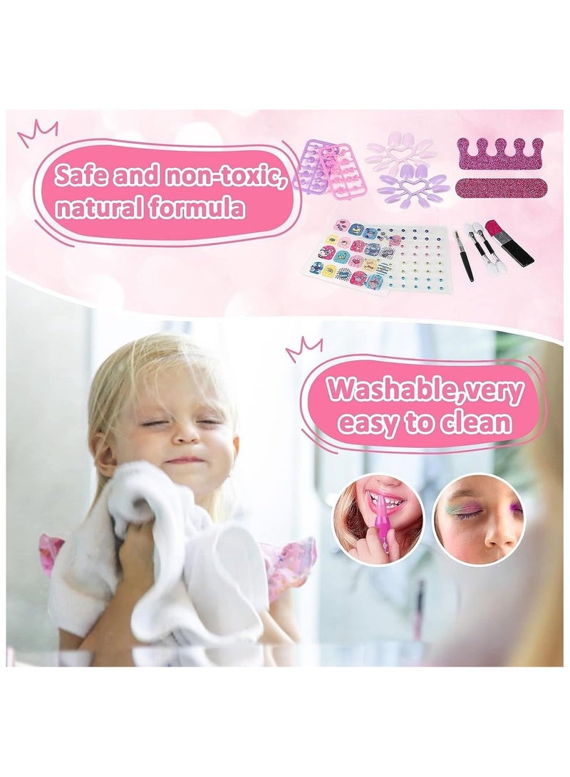 لعبة مكياج للأطفال للفتيات ، مجموعة ماكياج قابل للغسل آمنة ، مجموعة ماكياج مع مقابض للعب الحياة ، هدية عيد ميلاد الأميرة للفتيات 3-12 سنة - Image 3
