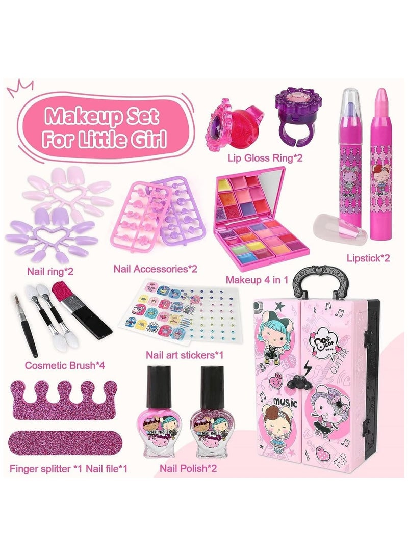 لعبة مكياج للأطفال للفتيات ، مجموعة ماكياج قابل للغسل آمنة ، مجموعة ماكياج مع مقابض للعب الحياة ، هدية عيد ميلاد الأميرة للفتيات 3-12 سنة - Image 5
