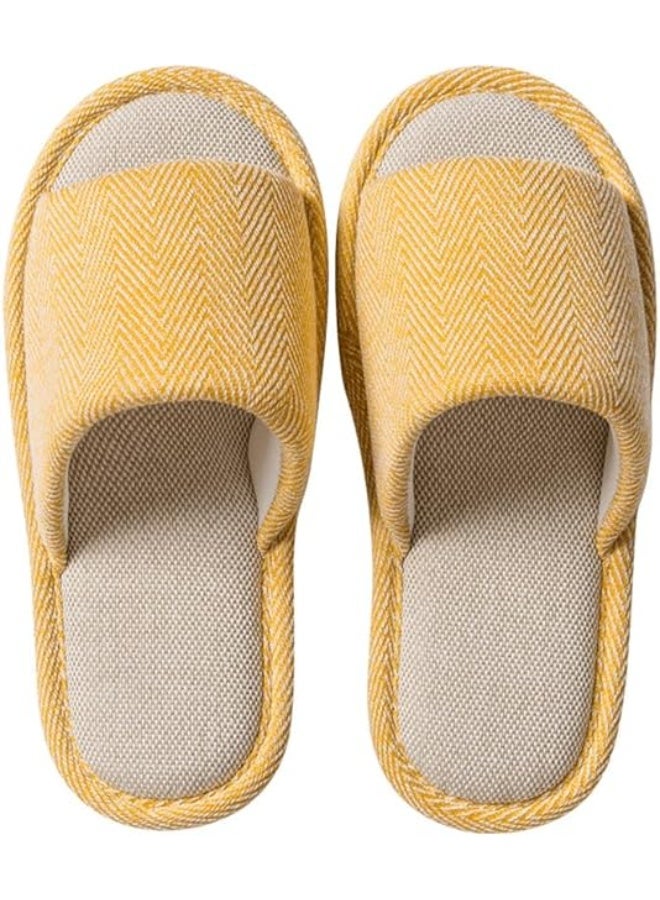 VIUAUAX Cotton linen slippers, summer home home linen indoor slippers, home couple non-slip slippers, four seasons spring and fall floor slippers. Fabric Slippers Indoor and Outdoor Slippers, Non-Slip Four Seasons Soft Bottom Slippers, Couple Slippers Men and Women Slippers. - Image 1