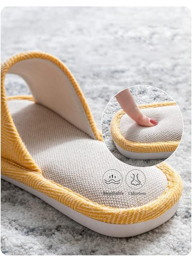 VIUAUAX Cotton linen slippers, summer home home linen indoor slippers, home couple non-slip slippers, four seasons spring and fall floor slippers. Fabric Slippers Indoor and Outdoor Slippers, Non-Slip Four Seasons Soft Bottom Slippers, Couple Slippers Men and Women Slippers. - Image 4