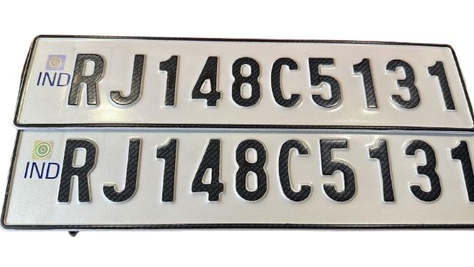 AUTOFRIEND Car Ind Number Plate | Road Legal Font | No Bar Or Serial Code On Plate | Same Size Front and Rear Both Plate Available | Four Wheeler Private Car Plate - White Model - Image 2