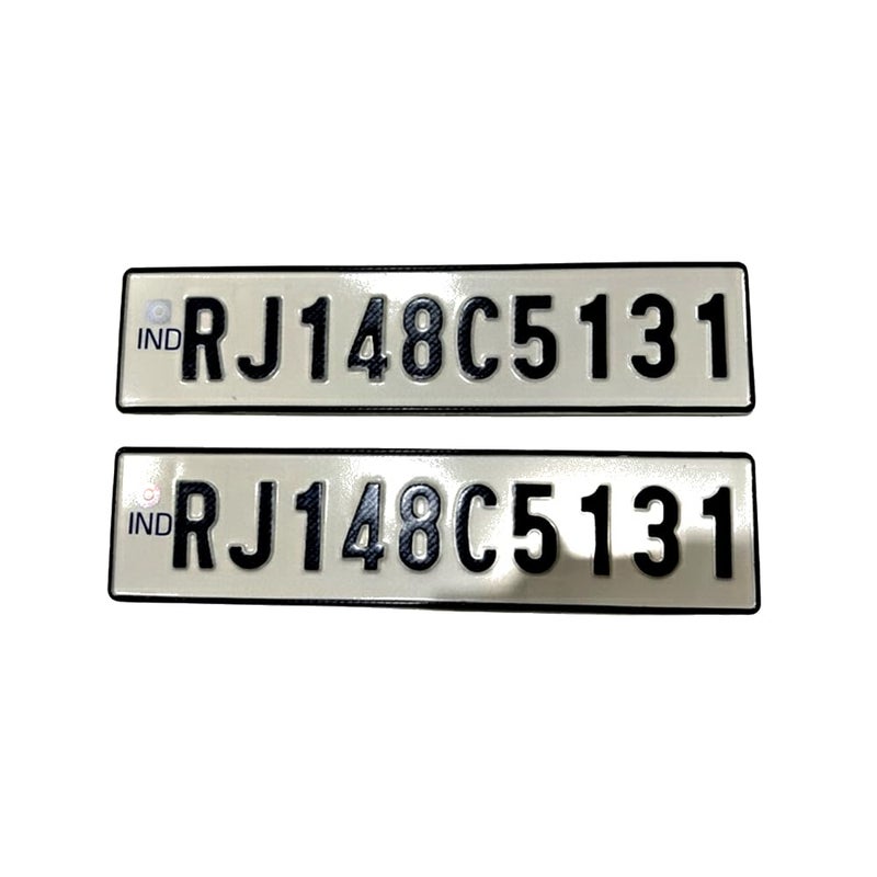 AUTOFRIEND Car Ind Number Plate | Road Legal Font | No Bar Or Serial Code On Plate | Same Size Front and Rear Both Plate Available | Four Wheeler Private Car Plate - White Model - Image 3