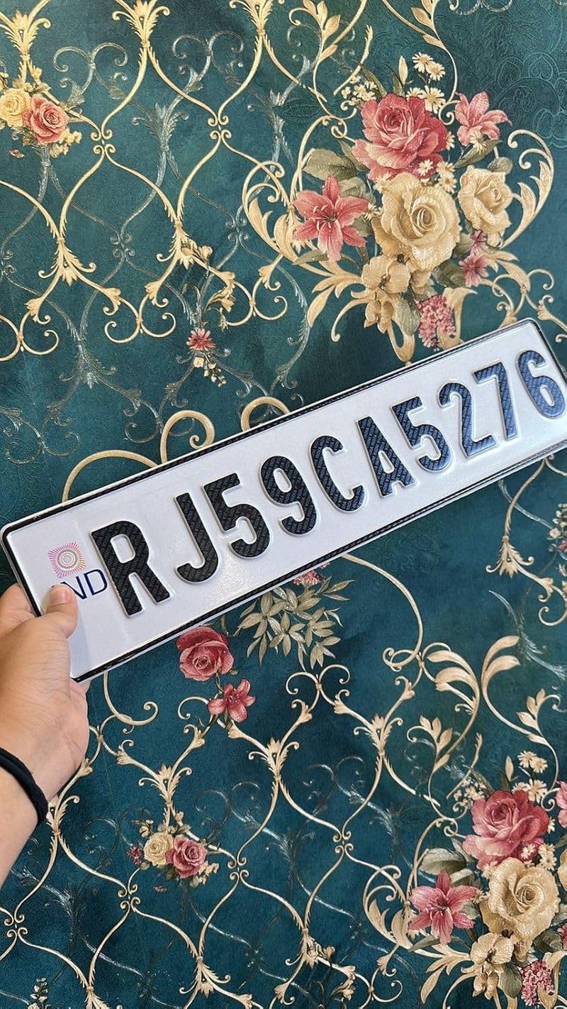 AUTOFRIEND Car Ind Number Plate | Road Legal Font | No Bar Or Serial Code On Plate | Same Size Front and Rear Both Plate Available | Four Wheeler Private Car Plate - White Model - Image 4