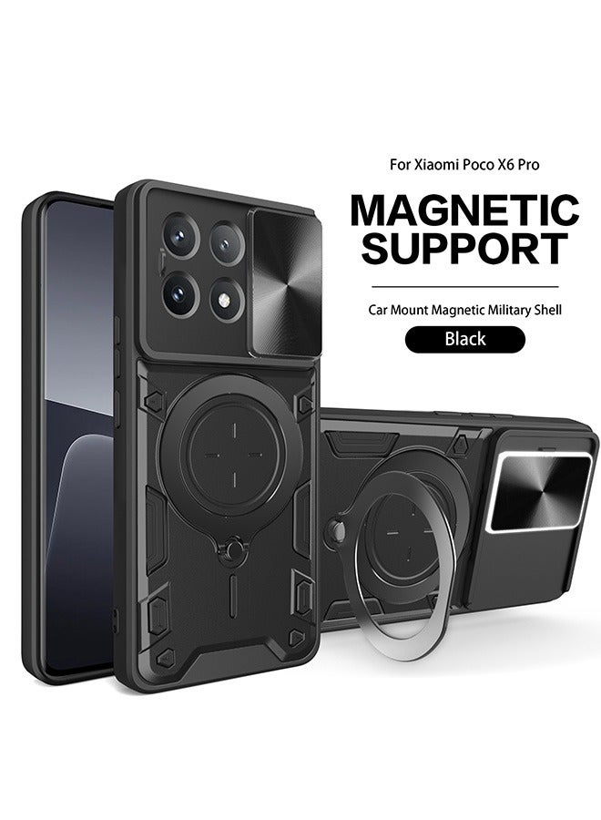 حالة لـ Xiaomi POCO X6 Pro 5G مع غطاء الكاميرا الشريحة والحلقة المغناطيسية المقاومة للصدمات, غطاء واقي مقاوم للصدمات عالية الجودة, حماية ضد السقوط, حالة مقاومة للصدمات - Image 1