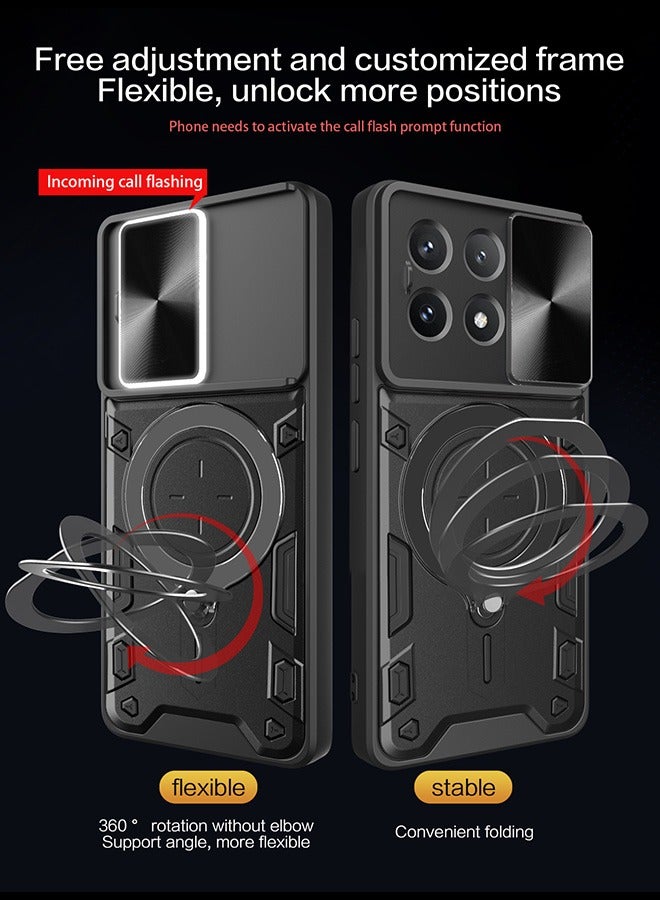 حالة لـ Xiaomi POCO X6 Pro 5G مع غطاء الكاميرا الشريحة والحلقة المغناطيسية المقاومة للصدمات, غطاء واقي مقاوم للصدمات عالية الجودة, حماية ضد السقوط, حالة مقاومة للصدمات - Image 2