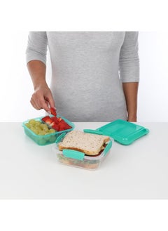 sistema Sistema 1.24L Lunch Stack Square to Go Assorted Colours, Polypropylene, 1.24 Litre  - Image 3