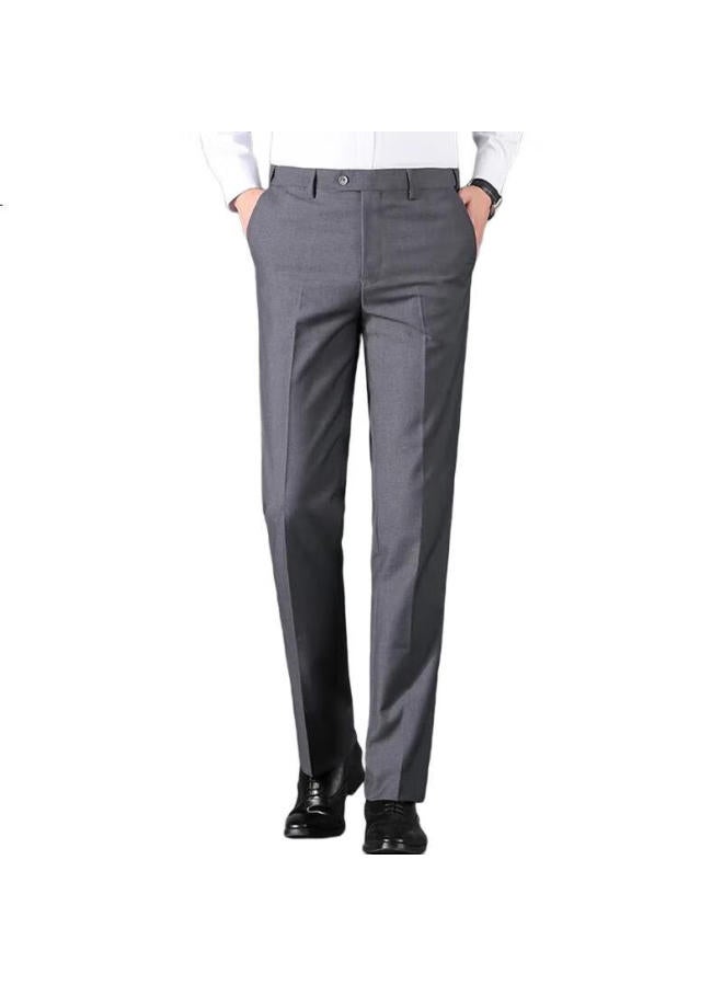 ROMON Wrinkle-Resistant Non-Iron Dress Pants For Men, High-Waisted Loose Casual Business Suit Trousers, Straight-Leg Dad Pants - Image 3