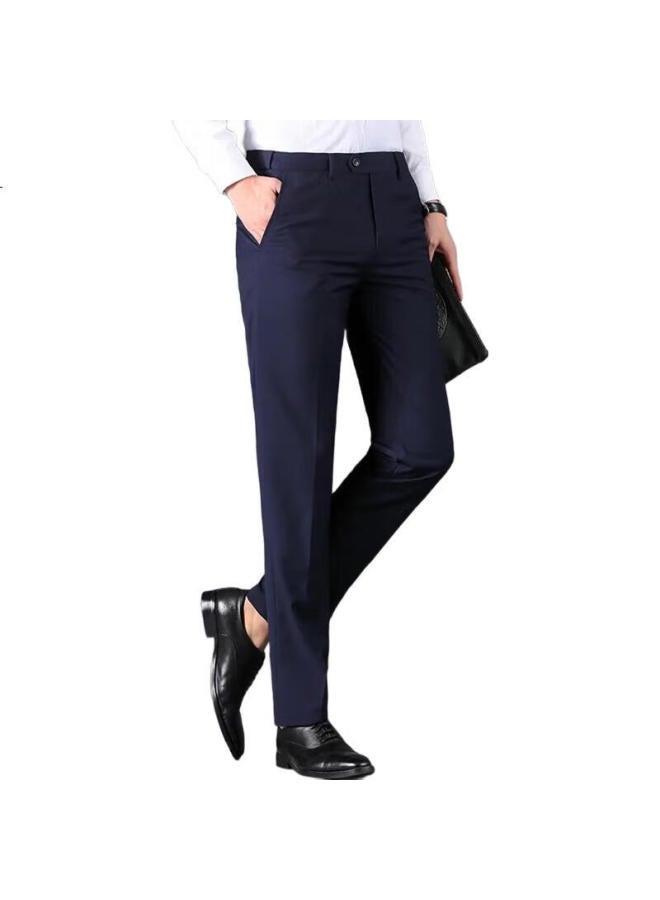 ROMON Wrinkle-Resistant Non-Iron Dress Pants For Men, High-Waisted Loose Casual Business Suit Trousers, Straight-Leg Dad Pants - Image 1
