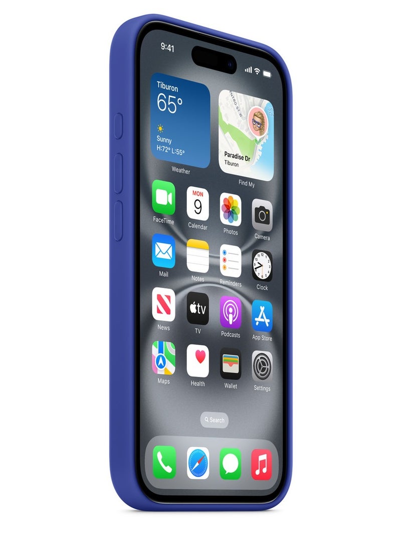 ه البركة جراب سيليكون لجهاز iPhone 16 متوافق مع MagSafe - أزرق داكن | مقاوم للصدمات، ملمس ناعم، حماية متينة | ألوان أنيقة | جراب iPhone متوافق مع MagSafe - Image 2