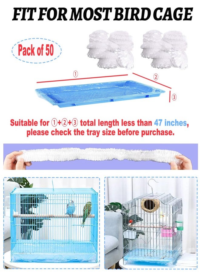 Niwaes Disposable Bird Cage Liners Clear Plastic Parakeet Cage Liner Bag - 50 Pcs Parrot Cage Tray Liners Universal Film Bird Cage Accessories for Finches Canaries Cockatiels Birdcage - Image 2