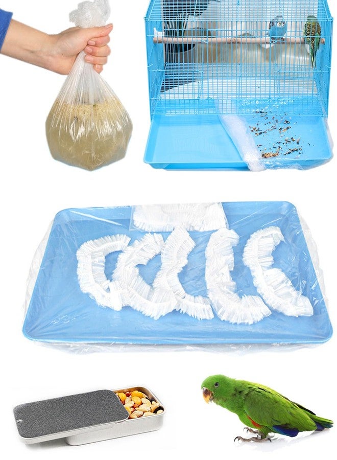 Niwaes Disposable Bird Cage Liners Clear Plastic Parakeet Cage Liner Bag - 50 Pcs Parrot Cage Tray Liners Universal Film Bird Cage Accessories for Finches Canaries Cockatiels Birdcage - Image 1