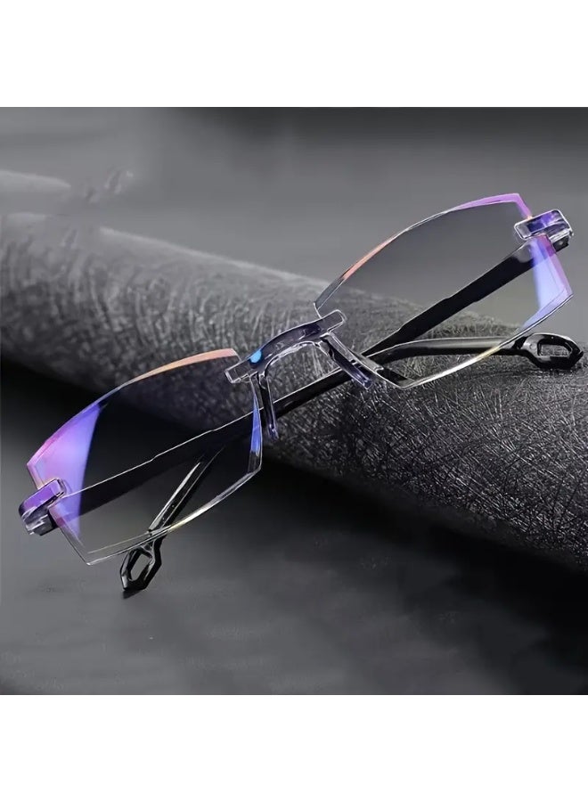 SCENT HOUSE Fashionable Light Glasses with Transparent Lenses, Trendy Frameless Cutting Edge Glasses to Computer Glasses, Same Model for Men and Women Clear Vision (Includes eyeglass case)
,blue lighe blocking glasses,eyeglasses - Image 1