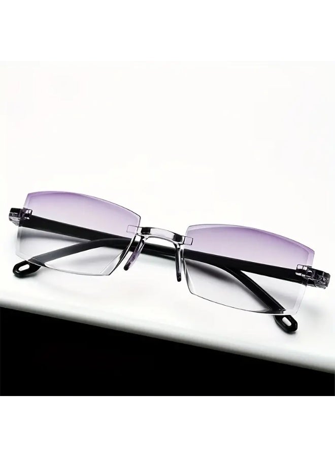 SCENT HOUSE Fashionable Light Glasses with Transparent Lenses, Trendy Frameless Cutting Edge Glasses to Computer Glasses, Same Model for Men and Women Clear Vision (Includes eyeglass case)
,blue lighe blocking glasses,eyeglasses - Image 5