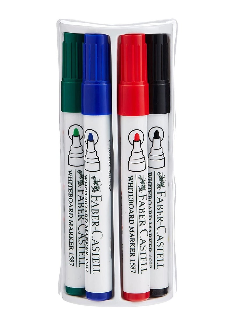 FABER-CASTELL مجموعة أقلام ماركر بيضاء من فابر كاستل - 4 قطع و ممسحة - Image 2