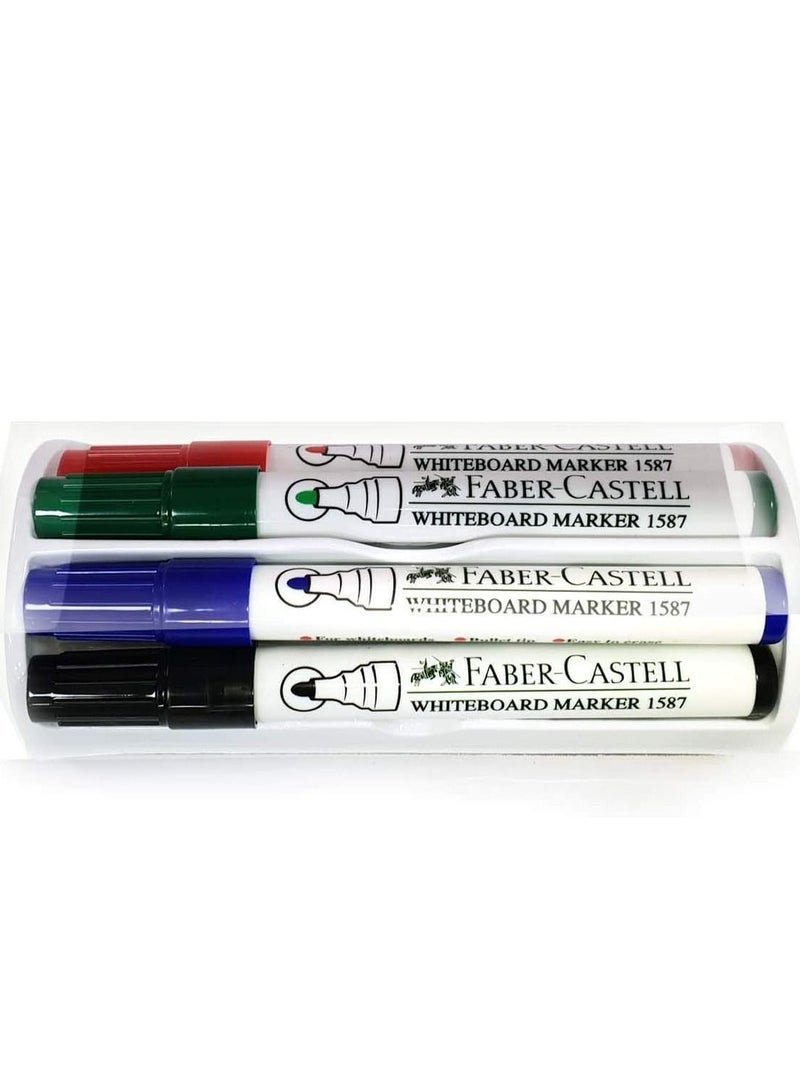 FABER-CASTELL مجموعة أقلام ماركر بيضاء من فابر كاستل - 4 قطع و ممسحة - Image 3