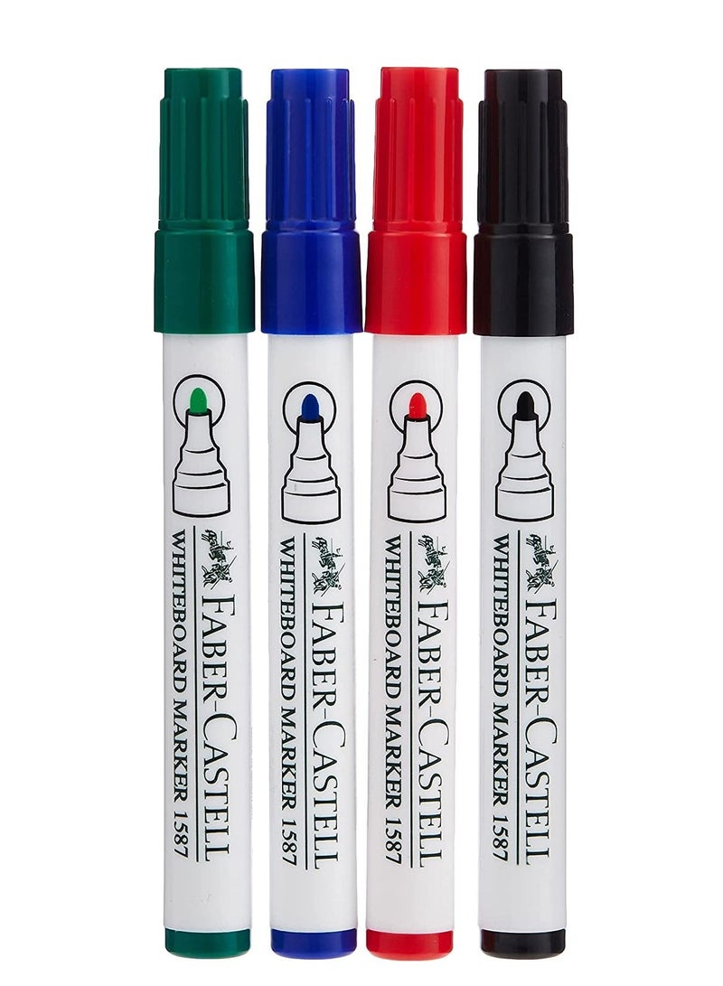 FABER-CASTELL مجموعة أقلام ماركر بيضاء من فابر كاستل - 4 قطع و ممسحة - Image 1