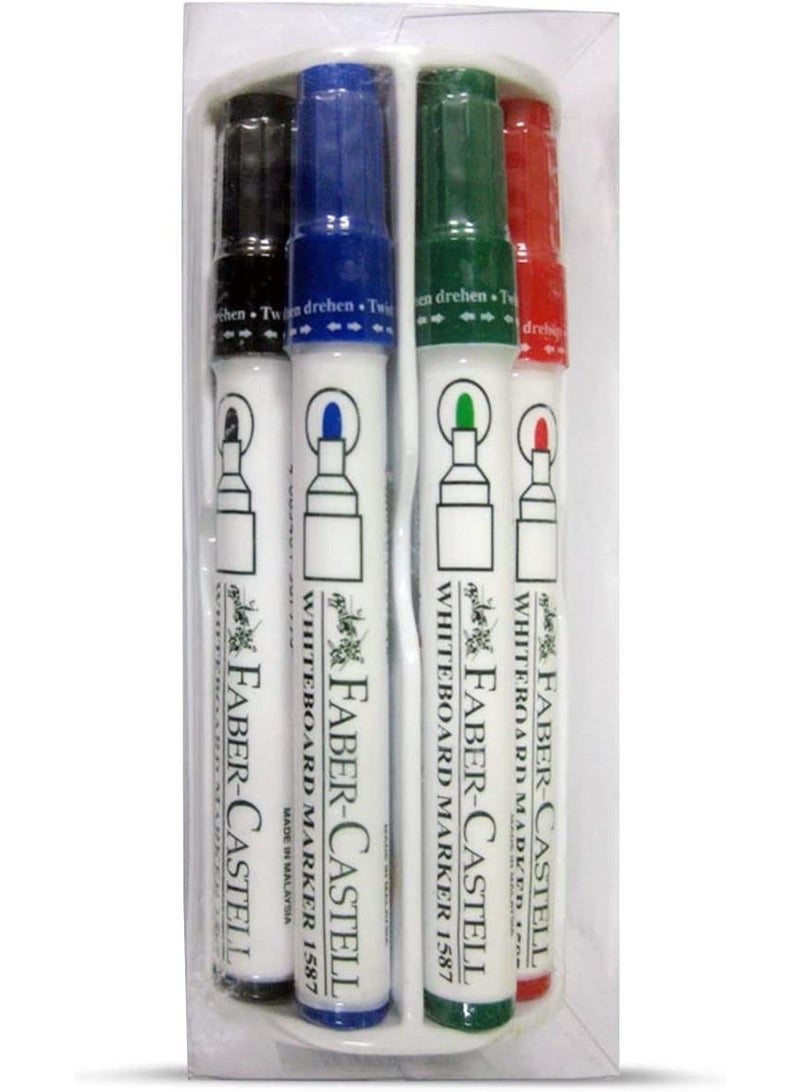 FABER-CASTELL مجموعة أقلام ماركر بيضاء من فابر كاستل - 4 قطع و ممسحة - Image 4