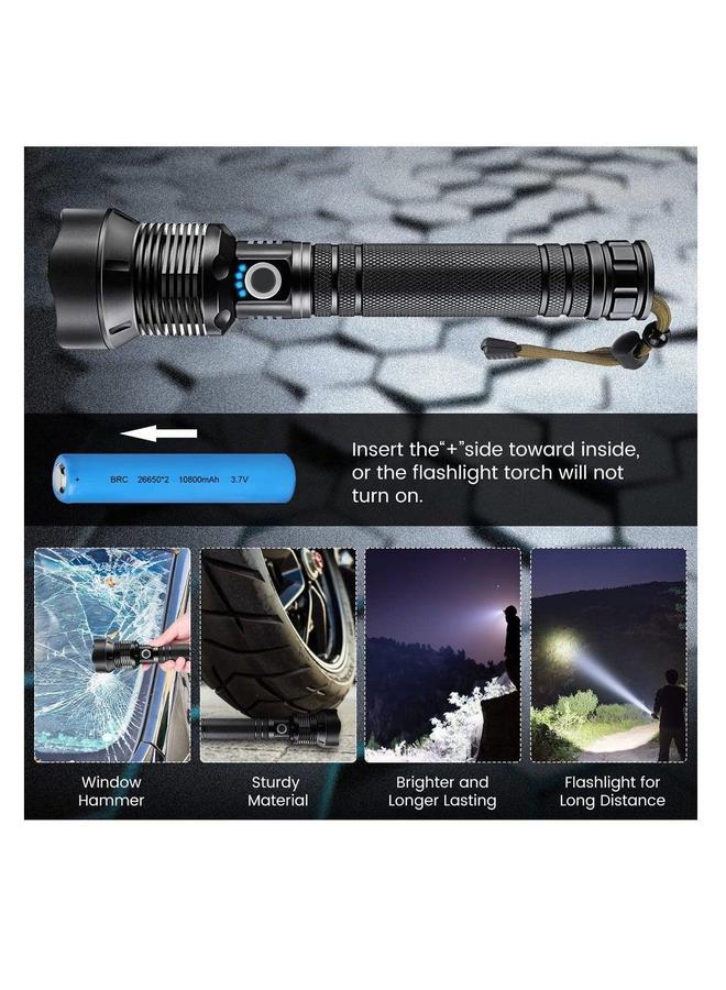HOMESTAR Super Bright Rechargeable LED Flashlights,XHP70.2 Flashlight, 10000mAh Parallel Battery, Zoomable&IPX5 Waterproof  - Image 4