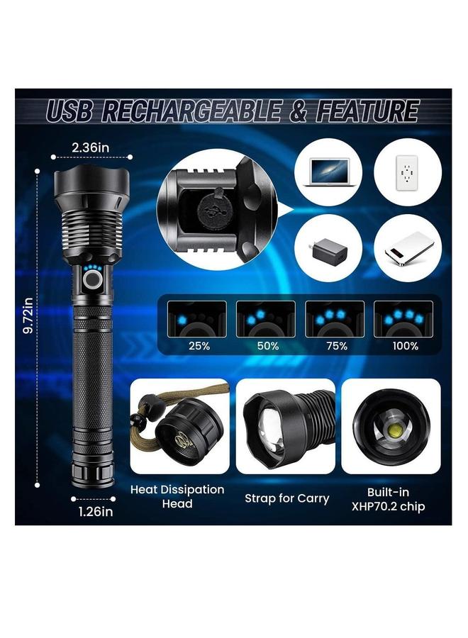HOMESTAR Super Bright Rechargeable LED Flashlights,XHP70.2 Flashlight, 10000mAh Parallel Battery, Zoomable&IPX5 Waterproof  - Image 5