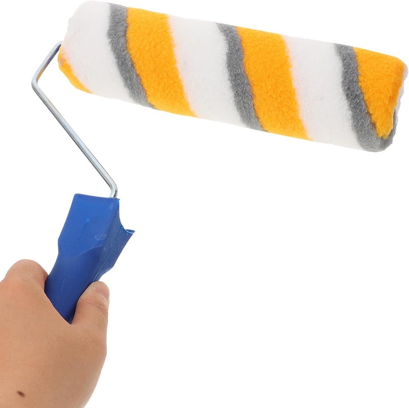 VILLCASE 9-inch Paint Roller Brush Fine Fiber Wall Paint Roller with Cotton Thread Cover Yellow-Grey Polyester Fabric Suitable for Interior Walls and Ceilings - Image 4