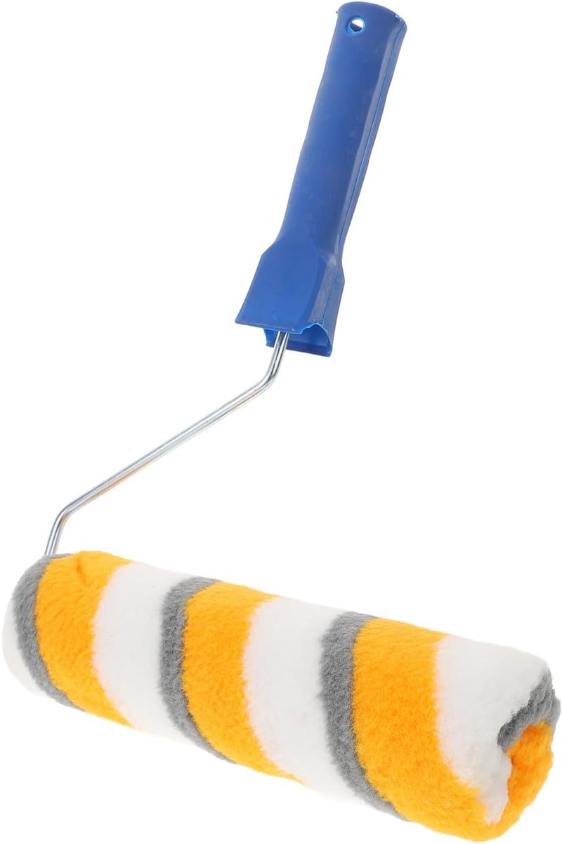 VILLCASE 9-inch Paint Roller Brush Fine Fiber Wall Paint Roller with Cotton Thread Cover Yellow-Grey Polyester Fabric Suitable for Interior Walls and Ceilings - Image 1