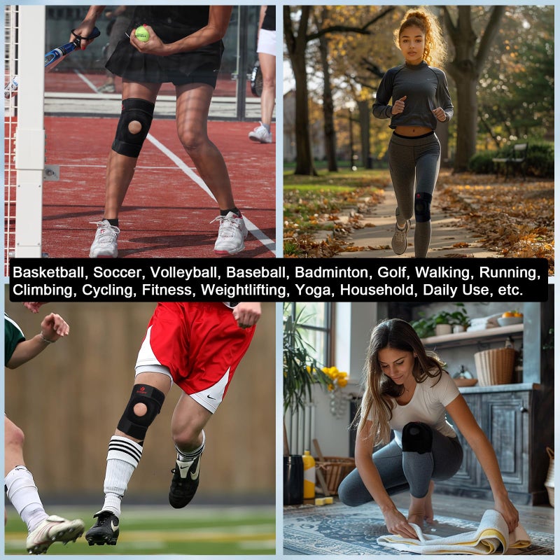 Kuangmi Knee Brace with Side Stabilizers & Patella Gel Pad Adjustable Compression Knee Support with Arthritis Relief Injury Recovery Running Weightlifting Climbing Basketball(Black 2-Springs S/M - Image 5