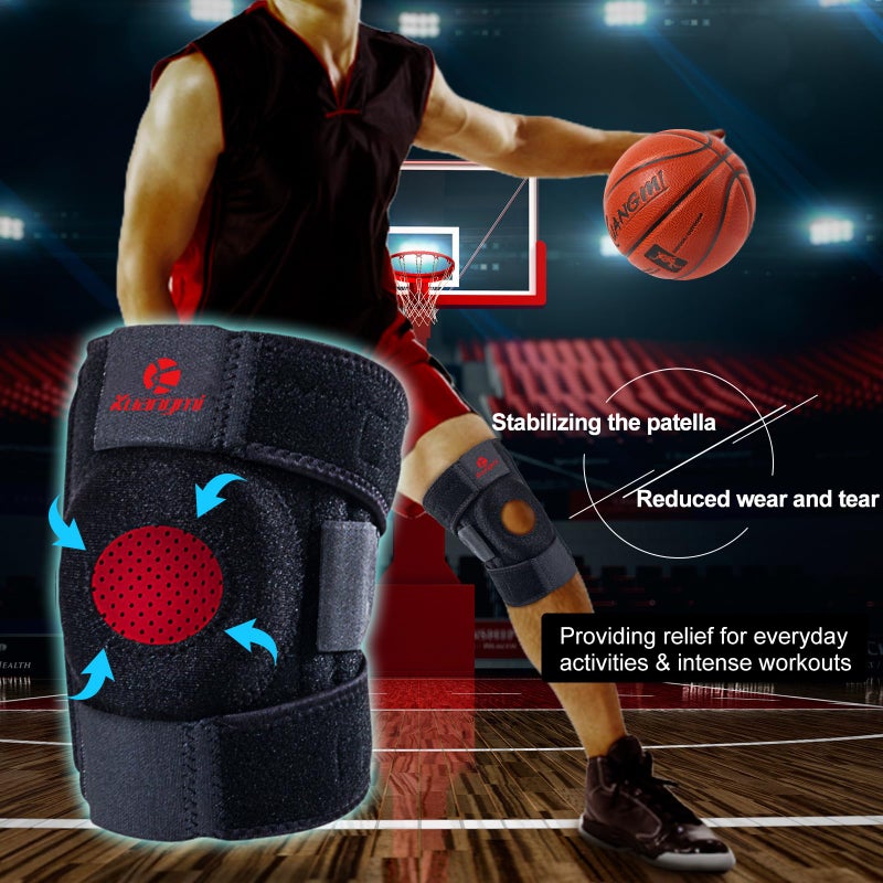 Kuangmi Knee Brace with Side Stabilizers & Patella Gel Pad Adjustable Compression Knee Support with Arthritis Relief Injury Recovery Running Weightlifting Climbing Basketball(Black 2-Springs S/M - Image 3