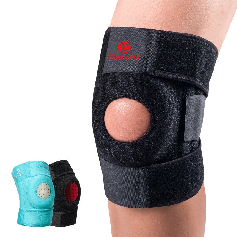 Kuangmi Knee Brace with Side Stabilizers & Patella Gel Pad Adjustable Compression Knee Support with Arthritis Relief Injury Recovery Running Weightlifting Climbing Basketball(Black 2-Springs S/M - Image 1