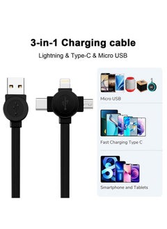 ASICEN Multi Charging Cable 3.3ft 2Pack Retractable Multi Fast Charging Cord 3 in 1 Multi USB Cable with Lightning/Micro USB/Type C Sync Charger Cable for iPhone,iPad,Samsung Galaxy,LG,PS,Tablets and More  - Image 3
