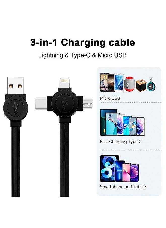 ASICEN - Multi Charging Cable 3.3ft 2Pack Retractable Multi Fast Charging Cord 3 in 1 Multi USB Cable with Lightning/Micro USB/Type C Sync Charger Cable for iPhone,iPad,Samsung Galaxy,LG,PS,Tablets and More - Image 1