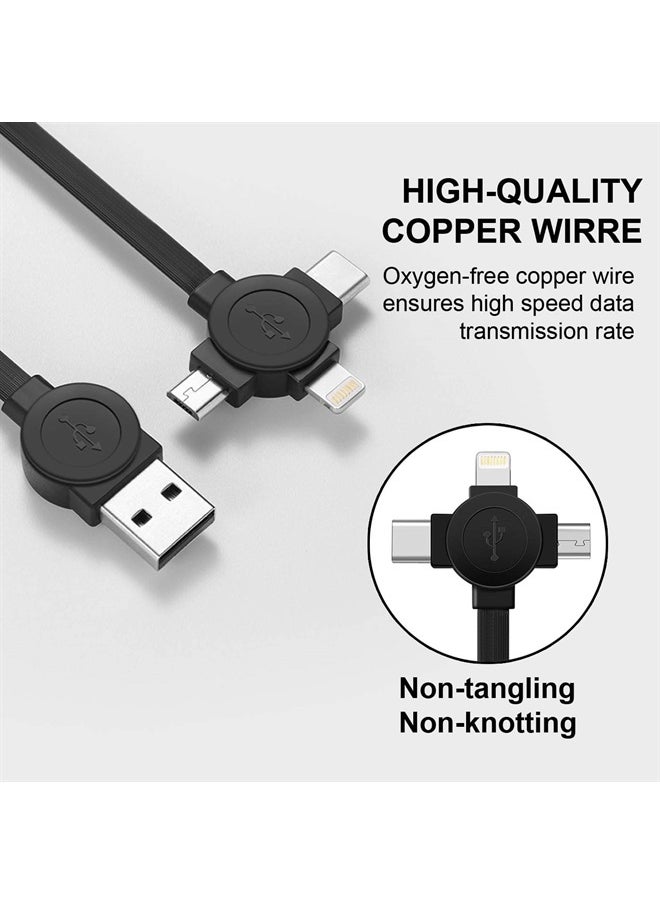 ASICEN - Multi Charging Cable 3.3ft 2Pack Retractable Multi Fast Charging Cord 3 in 1 Multi USB Cable with Lightning/Micro USB/Type C Sync Charger Cable for iPhone,iPad,Samsung Galaxy,LG,PS,Tablets and More - Image 1